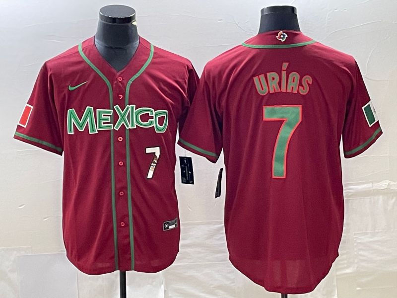 Men 2023 World Cub Mexico #7 Urias Red green Nike MLB Jersey->more jerseys->MLB Jersey